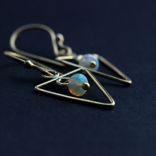 18K Gold Opal Earrings, Bridal Opal Earrings