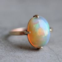 18K Gold Opal ring, Natural Opal Engagement ring