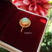 18K Gold Opal ring, Natural Opal Engagement ring, gift for her