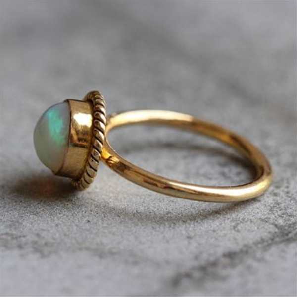 18K Gold Opal ring, Natural Opal Engagement ring, gift for her