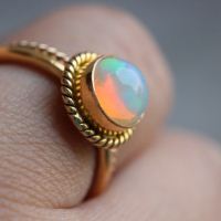 18K Gold Opal ring, Opal Engagement Ring, Wedding Ring