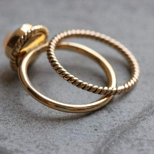 18K Gold Opal ring -  Opal Engagement Ring - Wedding Ring
