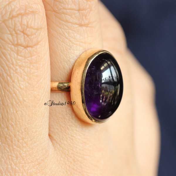18K Gold amethyst ring,  amethyst ring, Engagement ring 