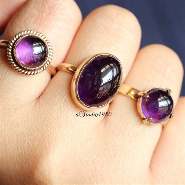 18K Gold amethyst ring,  amethyst ring, Engagement ring 