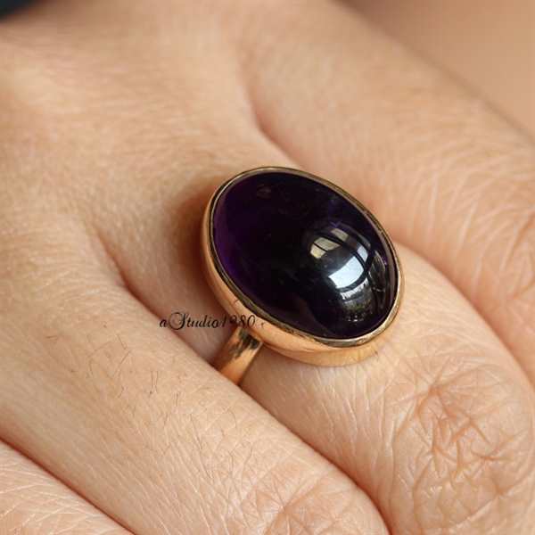 18K Gold amethyst ring,  amethyst ring, Engagement ring 