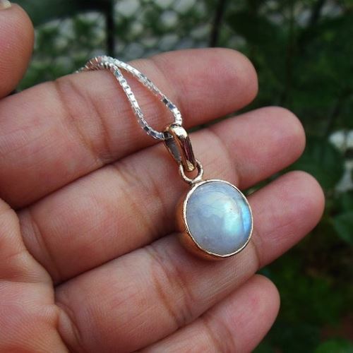 18K gold moonstone pendant - Gift for her - Unique Moonstone jewelry