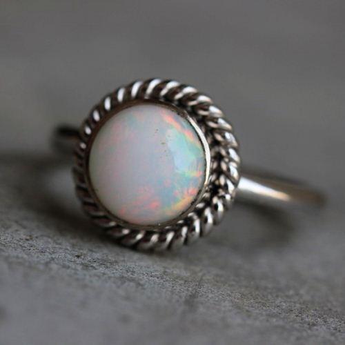 Buy 18K white Gold Opal ring, Natural opal engagement ring online at