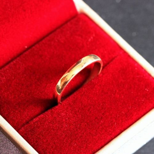 18K yellow gold wedding band, Handmade band
