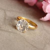 18k Gold ring, White topaz wedding ring engagement ring 