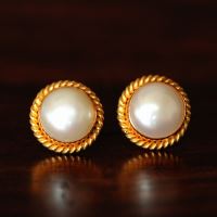 18k Pearl Gold earrings - gold earrings for women - 18k Gold 