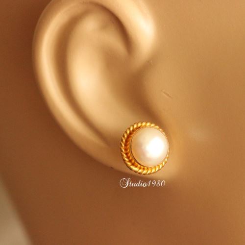 18k Pearl Gold earrings - gold earrings for women - 18k Gold 