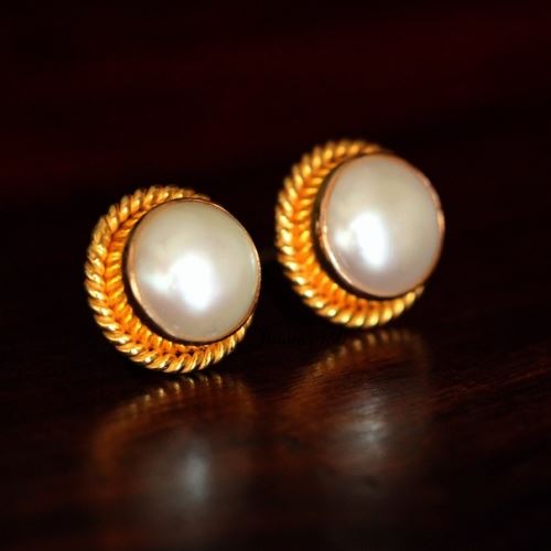 18k Pearl Gold earrings - gold earrings for women - 18k Gold 