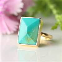18k Turquoise Gold Ring, Artisan handmade ring