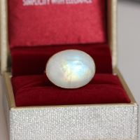 18k gold moonstone ring, Natural Moonstone Ring, Gift for her