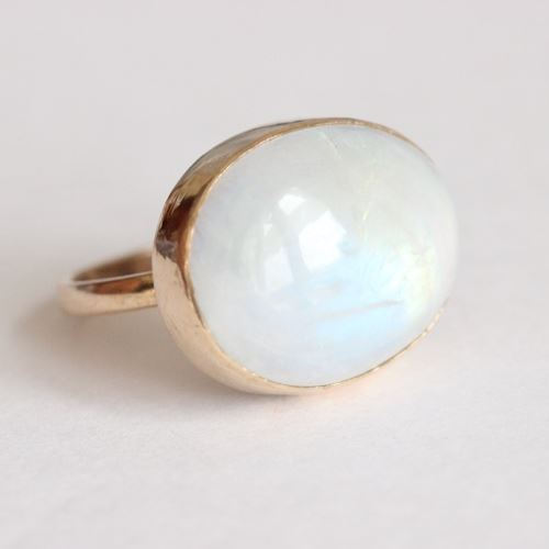 18k gold moonstone ring - Natural Moonstone Ring - Gift for her