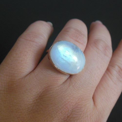 18k gold moonstone ring - Natural Moonstone Ring - Gift for her