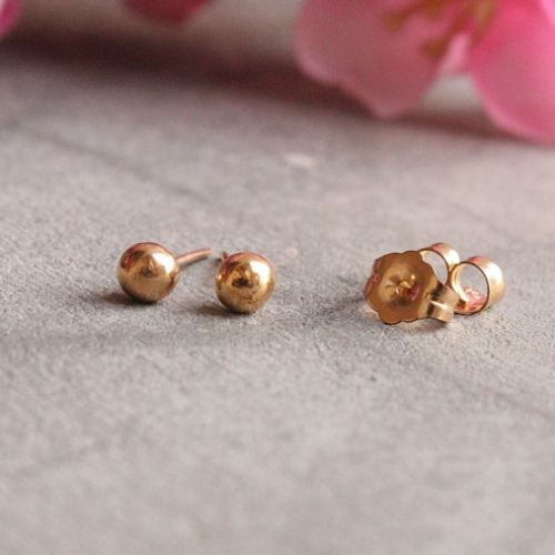 22K Gold Stud Earrings, Gold earrings jewelry, 5mm small studs