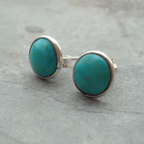 Buy 8mm studs, Turquoise pearl lapis lazuli silver earrings, 3 pairs ...