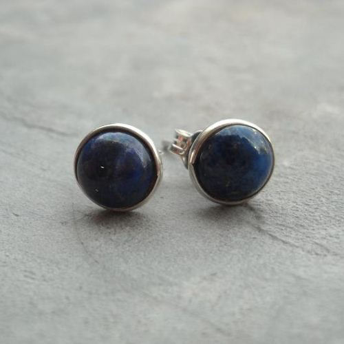 8mm studs, Turquoise pearl lapis lazuli silver earrings, 3 pairs