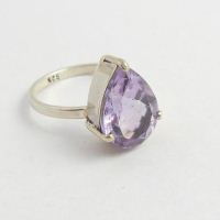 Amethyst Ring, Purple ring, Prong set ring in silver