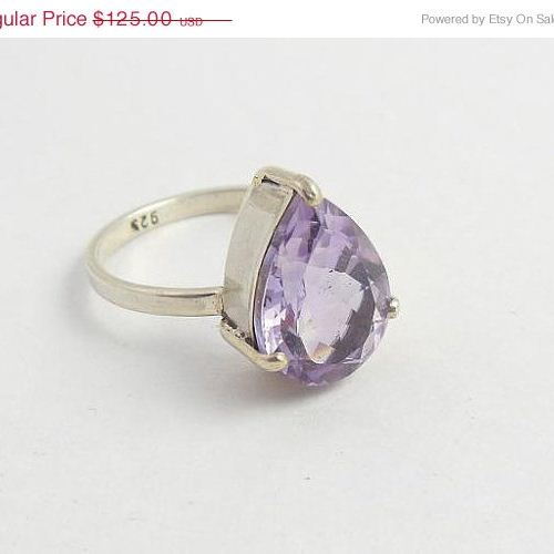 Amethyst Ring, Purple ring, Prong set ring in silver