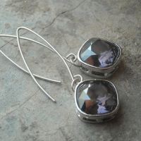 Amethyst earrings, Cushion cut earrings, Amethyst Jewelry, Dark purple earring, sterling silver earring, Bridal earrings