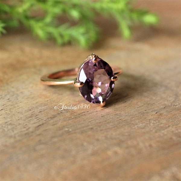 Amethyst ring - 14K rose gold Ring - Engagement ring- gold