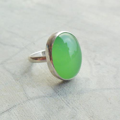 Green Chalcedony Silver Ring-9160WF | Juwelo