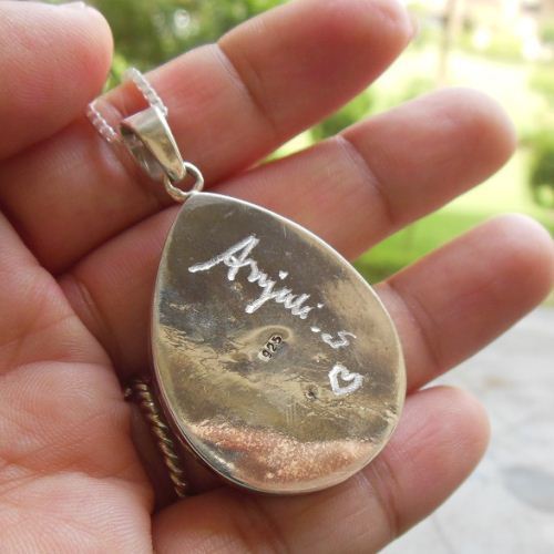 Aqua blue chalcedony pendant necklace, Tear drop silver pendant chain