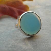 Aqua blue chalcedony ring, Handmade ring, Artisan bold silver ring