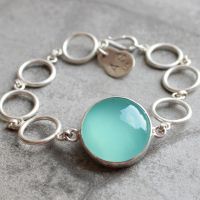 Aqua chalcedony bracelet, Sterling silver handmade bracelet
