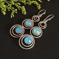 Aqua chalcedony earrings, Bridal earrings, Silver Gift ideas
