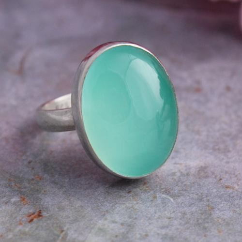 Details about   925 Sterling Silver Natural Oval Aqua Chalcedony Gemstone Ring Gift For Her 