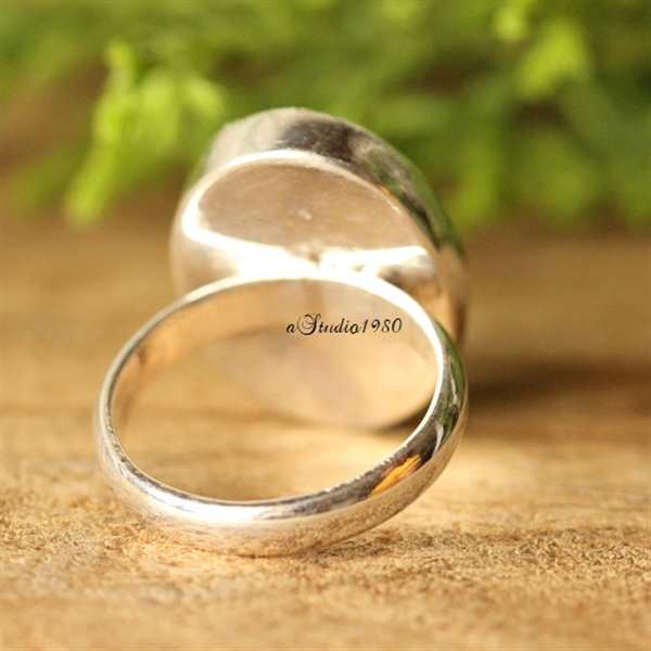 Aqua chalcedony sterling silver gemstone ring, Oval gemstone ring