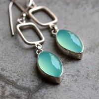 Aqua earrings, Chalcedony earrings, Aqua blue silver earrings