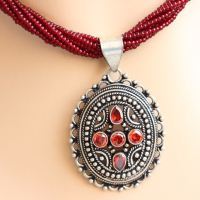 Artisan Ethic silver garnet pendant necklace