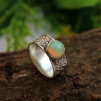 Artisan Opal ring, Opal silver Ring, Genuine opal ring 