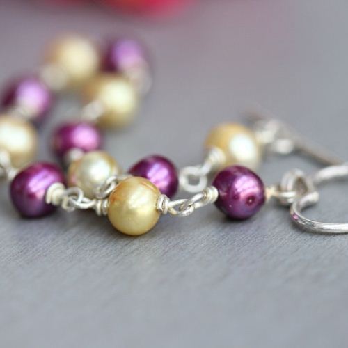 Artisan Pearl bracelet, Handmade gemstone heart silver bracelet