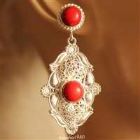 Artisan Red Coral earrings handmade sterling silver earrings 
