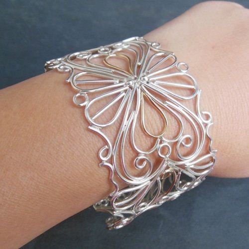 Artisan bracelet, 14k Gold silver bracelet, Handmade bracelet gift