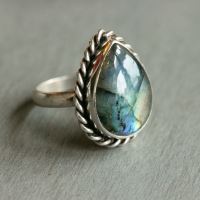 Artisan labradorite gemstone ring, Gift ideas, Sterling silver drop