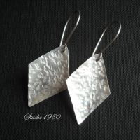 Artisan sterling silver hammered earrings, Unique earrings for women