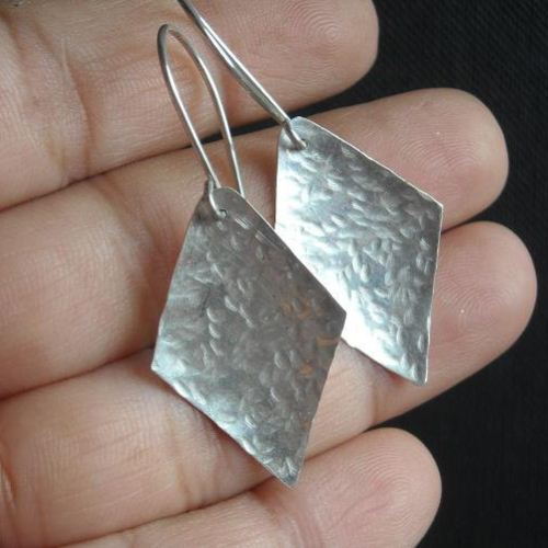 Artisan sterling silver hammered earrings - Unique earrings for women