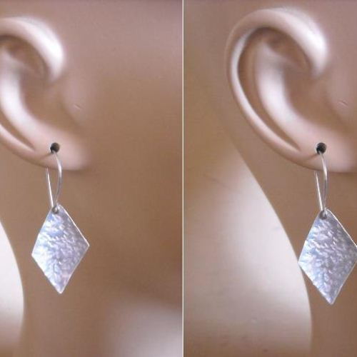 Artisan sterling silver hammered earrings - Unique earrings for women