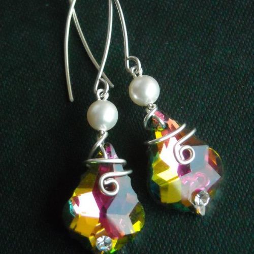 Baroque earrings - baroque pearl earrings - sterling silver,swarovski crysta pearl Earrings