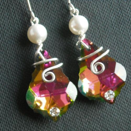 Baroque earrings - baroque pearl earrings - sterling silver,swarovski crysta pearl Earrings