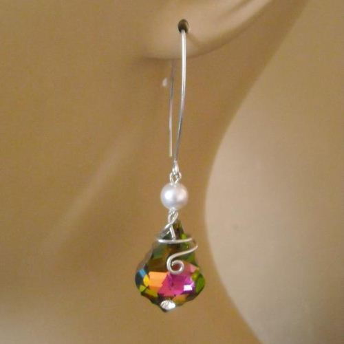 Baroque earrings - baroque pearl earrings - sterling silver,swarovski crysta pearl Earrings