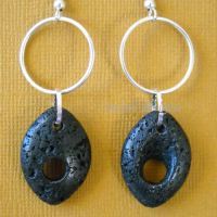 Beautiful designer lava rock sterling silver earrings