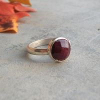 artisan genuine ruby ring, Faceted round 925 sterling silver ring