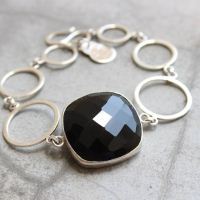 Black onyx bracelet, Sterling silver bracelet, Artisan handmade jewelry